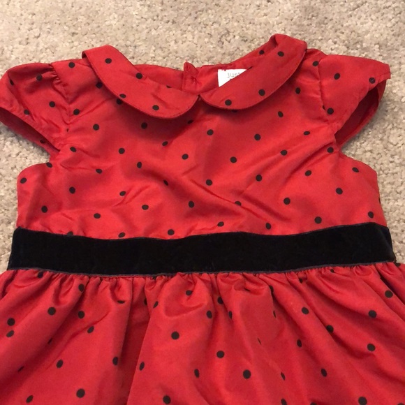 Red and black polka dot dress with tulle Sz 9mos - Picture 2 of 5